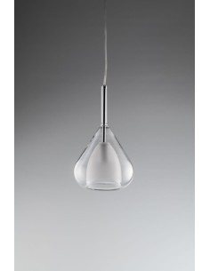 Sospensione Pan a goccia in vetro trasparente e sabbiato bianco, E27 | GM Illuminazione -GM ILLUMINAZIONE