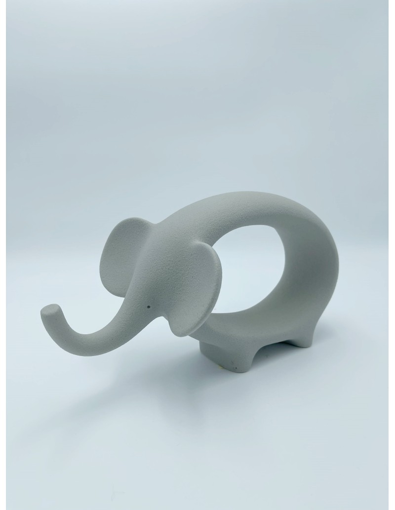 Statua Elefante portafortuna in gres porcellanato grigio, 16 x 29 cm | Lineasette -LINEASETTE