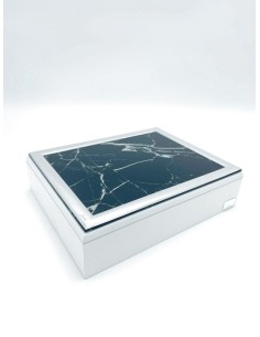 Marblè porta gioielli in legno bianco con cover effetto marmo nero | First Class -FIRST CLASS - FEMIANO - ELITE