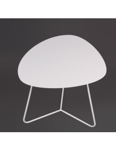 Tavolino da salotto Stone in acciaio bianco con ripiano ovoidale, artigianale | Ceart -CEART