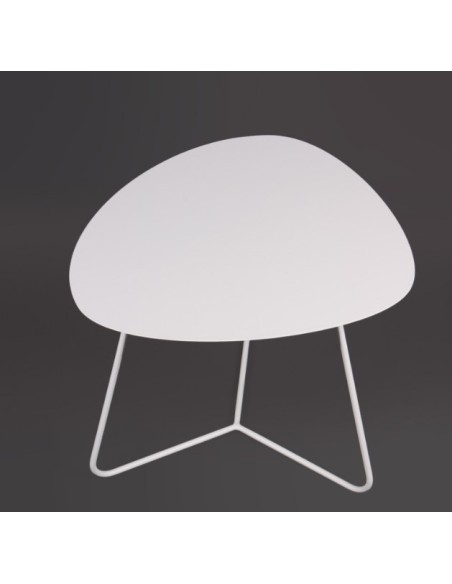 Tavolino da salotto Stone in acciaio bianco con ripiano ovoidale, artigianale | Ceart -CEART