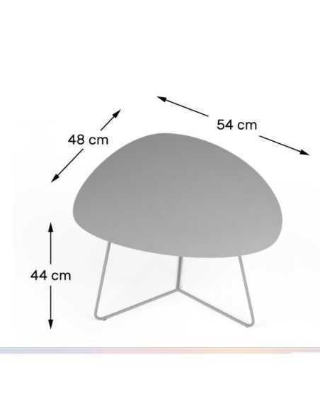 Tavolino da salotto Stone in acciaio bianco con ripiano ovoidale, artigianale | Ceart -CEART