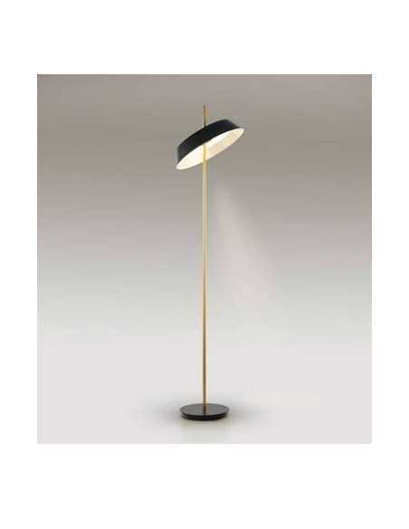 Lampada da terra LED Vertigo in ottone con paralume tondo nero, 24 W, H 160 cm | Schuller -SCHULLER