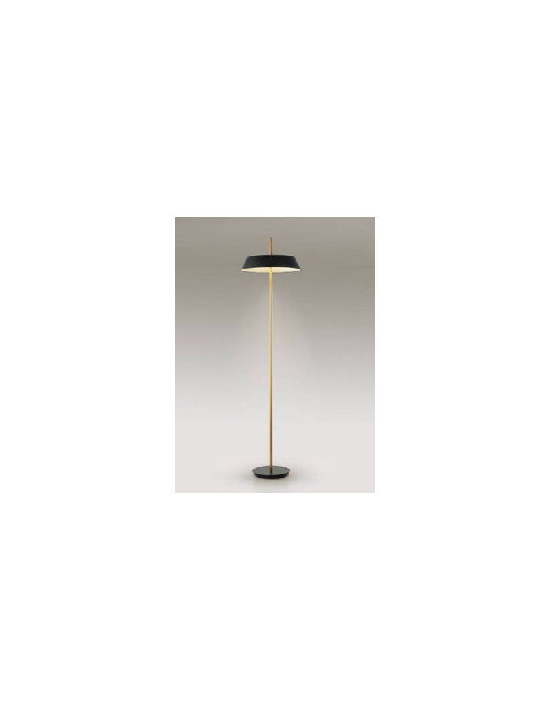 Lampada da terra LED Vertigo in ottone con paralume tondo nero, 24 W, H 160 cm | Schuller -SCHULLER