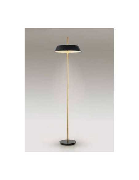 Lampada da terra LED Vertigo in ottone con paralume tondo nero, 24 W, H 160 cm | Schuller -SCHULLER