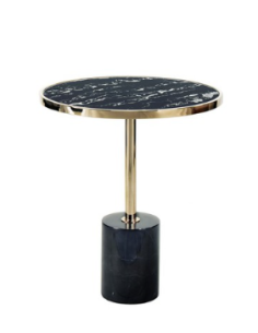 Tavolino Dekala Ø 46 cm in acciaio dorato con base in marmo nero e piano in vetro | Schuller -SCHULLER 2