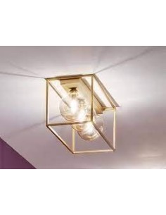 Plafoniera Antea 3 luci in metallo oro opaco con lampade a vista ambra, G9 | Gea Luce -GEA LUCE