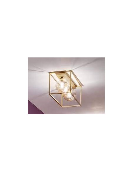 Plafoniera Antea 3 luci in metallo oro opaco con lampade a vista ambra, G9 | Gea Luce -GEA LUCE