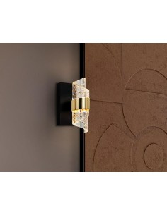 Applique LED Iliada in metallo nero e acrilico con dettagli oro, 7 W 656 lm 3000K | Schuller -SCHULLER