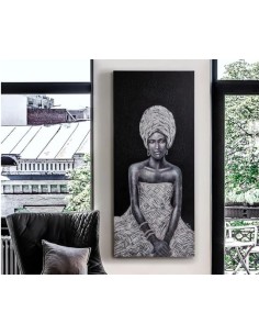Quadro Johari 70x160 cm ritratto di donna africana in acrilico su tela, cornice | Schuller -SCHULLER