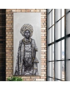 Quadro Kisai 70x160 cm ritratto di donna africana in acrilico su tela, cornice | Schuller -SCHULLER