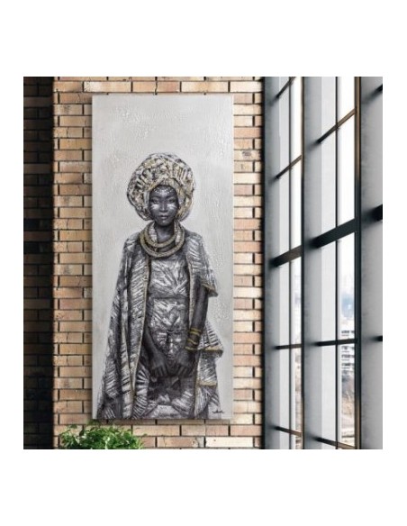 Quadro Kisai 70x160 cm ritratto di donna africana in acrilico su tela, cornice | Schuller -SCHULLER