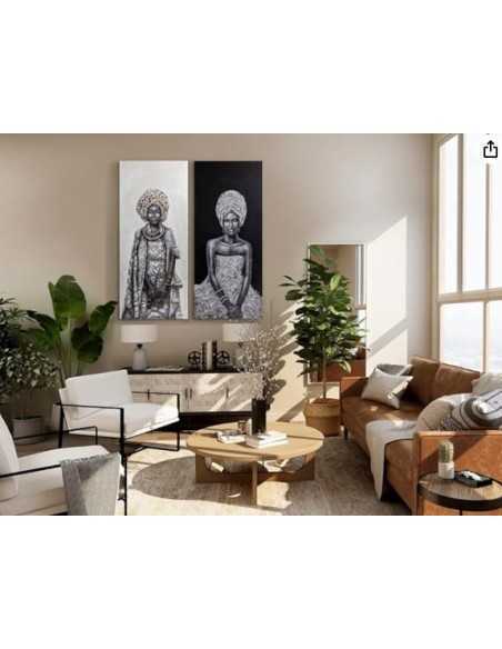 Quadro Kisai 70x160 cm ritratto di donna africana in acrilico su tela, cornice | Schuller -SCHULLER