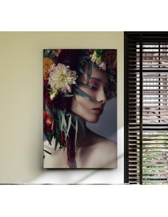 Quadro in vetro Artemisa 80x130 cm ritratto con fiori, stampa digitale | Schuller -SCHULLER