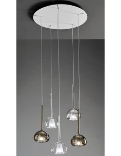 Lampada a sospensione Beba 5 luci in vetro borosilicato oro, bronzo e cromo, G9 | Sforzin -SFORZIN - MILOOX 2