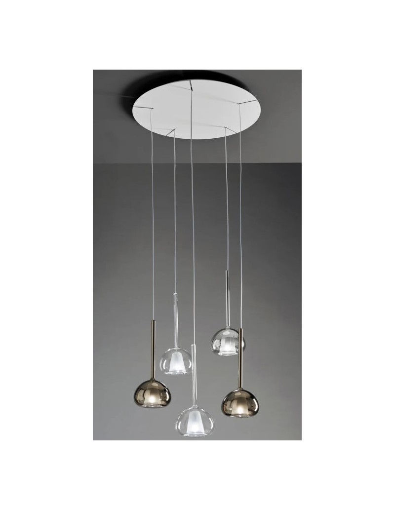 Lampada a sospensione Beba 5 luci in vetro borosilicato oro, bronzo e cromo, G9 | Sforzin -SFORZIN - MILOOX