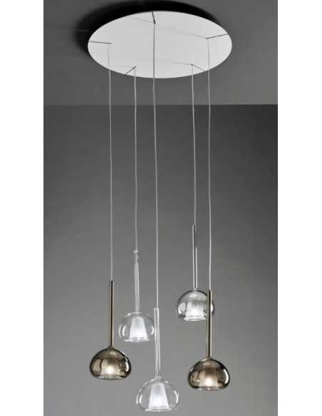Lampada a sospensione Beba 5 luci in vetro borosilicato oro, bronzo e cromo, G9 | Sforzin -SFORZIN - MILOOX