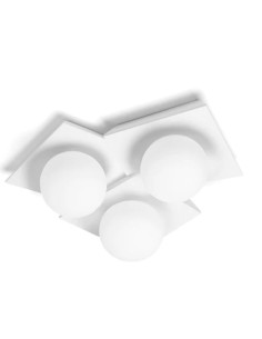 Plafoniera Cicladi in gesso con boccia in vetro soffiato bianco, 3 luci GX53 | Sforzin Miloox -SFORZIN - MILOOX