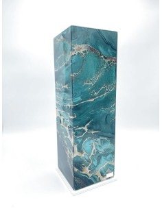 Vaso rettangolare Emerald effetto marmorizzato smeraldo e oro, H 41 cm | First Class
