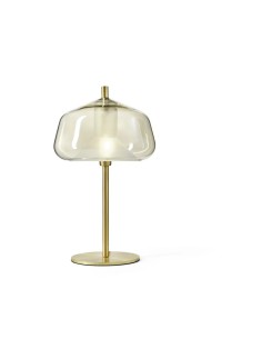 Lampada da tavolo in vetro Pirex miele con montatura oro spazzolato, G9, H 34 cm | Sforzin -SFORZIN - MILOOX