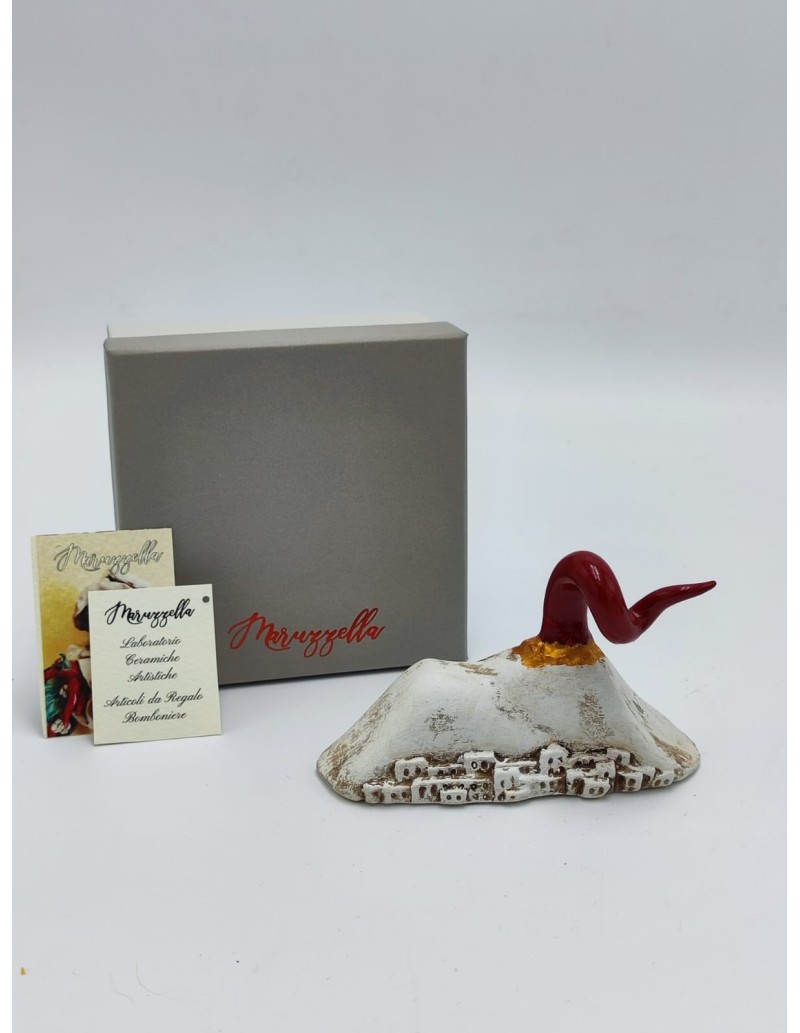 Statua Vesuvio da appoggio con corno rosso in ceramica fatta a mano | Maruzzella Ceramiche -MARUZZELLA CERAMICHE