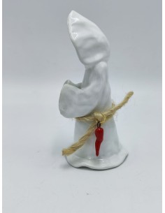 Statua Monaciello in ceramica bianca con corno rosso H 15,5 cm | Maruzzella Ceramiche -MARUZZELLA CERAMICHE 2