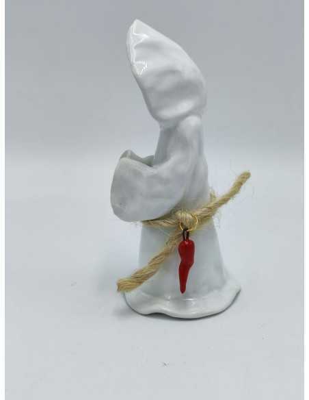Statua Monaciello in ceramica bianca con corno rosso H 15,5 cm | Maruzzella Ceramiche -MARUZZELLA CERAMICHE