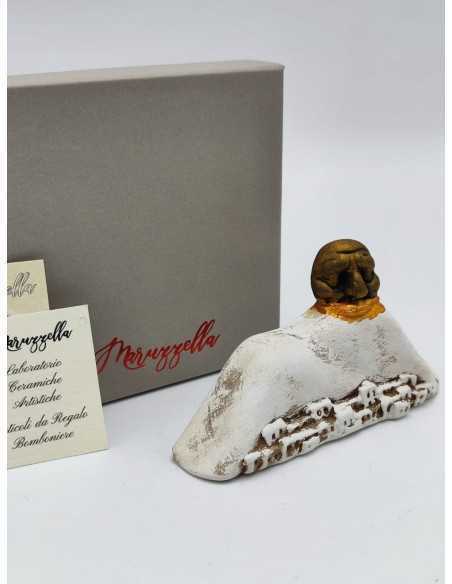 Statua Vesuvio da appoggio con Pulcinella in ceramica fatta a mano | Maruzzella Ceramiche -MARUZZELLA CERAMICHE