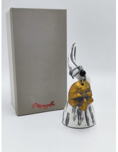 Corno da appoggio grigio con maschera di Pulcinella in ceramica fatta a mano | Maruzzella -MARUZZELLA CERAMICHE