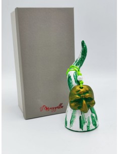 Corno da appoggio verde con maschera di Pulcinella in ceramica fatta a mano | Maruzzella -MARUZZELLA CERAMICHE