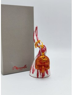 Corno rosso da appoggio con maschera di Pulcinella in ceramica, H 14 cm | Maruzzella Ceramiche -MARUZZELLA CERAMICHE
