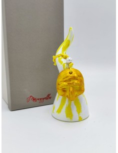 Corno da appoggio giallo con maschera di Pulcinella in ceramica fatta a mano | Maruzzella -MARUZZELLA CERAMICHE