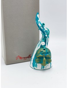 Corno da appoggio petrolio con maschera di Pulcinella | Maruzzella -MARUZZELLA CERAMICHE