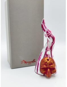 Corno da appoggio magenta con maschera di Pulcinella in ceramica fatta a mano | Maruzzella -MARUZZELLA CERAMICHE