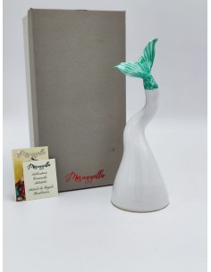 Corno da appoggio in ceramica bianco lucido e verde acqua, H 17 cm | Maruzzella Ceramiche -MARUZZELLA CERAMICHE