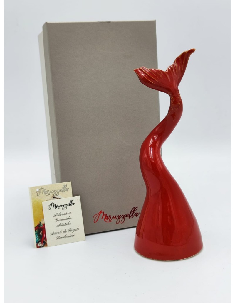 Corno rosso da appoggio in ceramica dipinta a mano, H 17 cm | Maruzzella Ceramiche -MARUZZELLA CERAMICHE