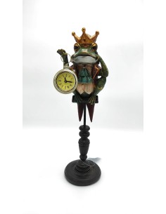 Statua Principe Ranocchio con orologio in resina, legno e metallo, H 36 cm | Bolzonella -BOLZONELLA