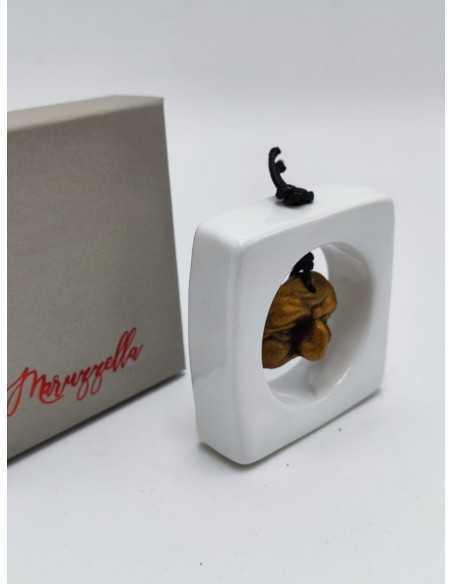 Cornice piccola in ceramica bianca con maschera di Pulcinella | Maruzzella -MARUZZELLA CERAMICHE