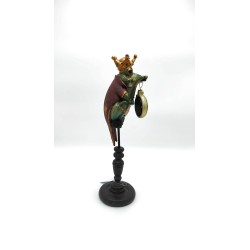 Statua Principe Ranocchio con orologio in resina, legno e metallo, H 36 cm | Bolzonella -BOLZONELLA 2