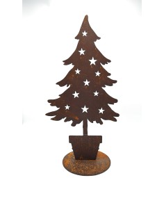 Abete decorativo con stelle in metallo corten naturale, H 50 cm | Bolzonella -BOLZONELLA