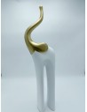 Statua Elefante stilizzato portafortuna bianco oro in resina -PETITE FANTASIE