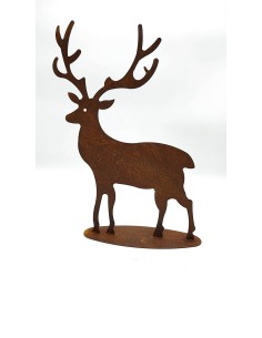 Cervo decorativo da appoggio in metallo corten ruggine naturale, 30 x 21 cm | Bolzonella -BOLZONELLA