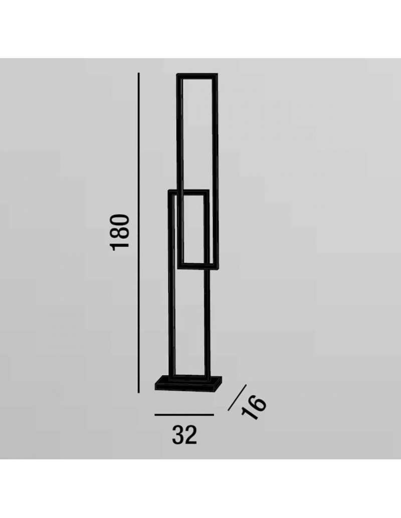 Piantana LED Cross a riquadri in alluminio nero opaco, 64 W CCT, H 180 cm | Perenz -PERENZ