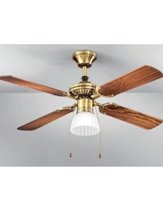 Ventilatore da soffitto con luce Gemini, pale in legno scuro e finitura bronzo | Perenz -PERENZ