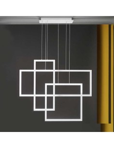 Lampada a sospensione LED Cross 3 riquadri orientabili in alluminio bianco, 90 W | Perenz -PERENZ