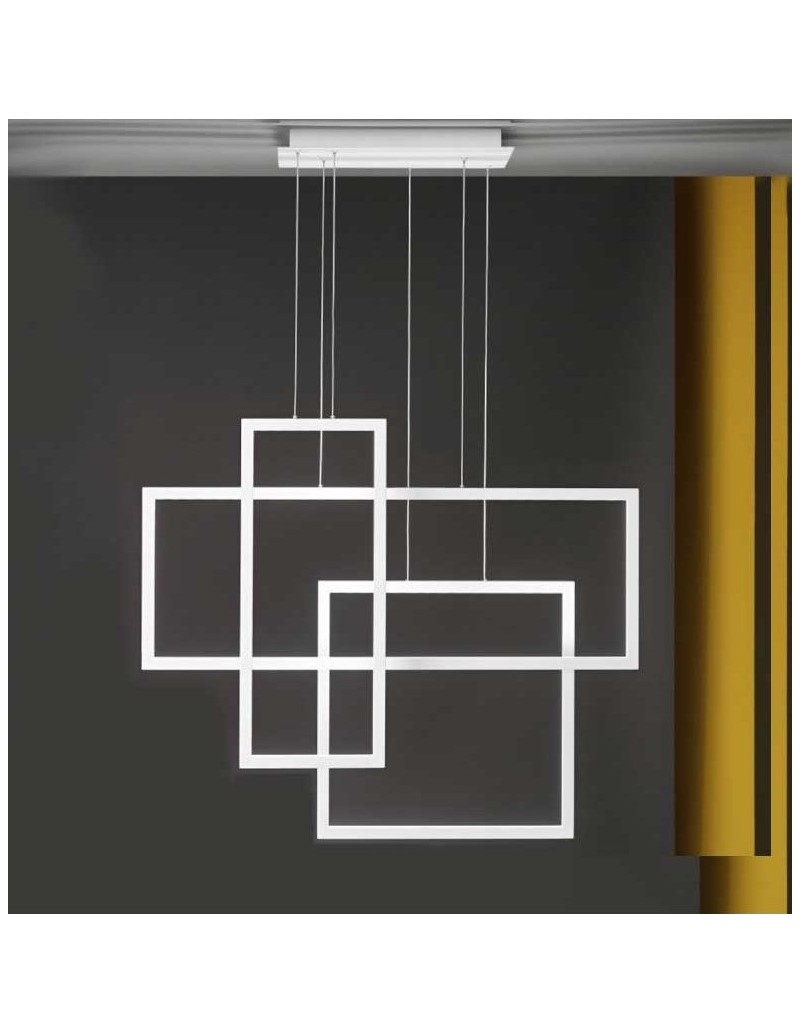Lampada a sospensione LED Cross 3 riquadri orientabili in alluminio bianco, 90 W | Perenz -PERENZ