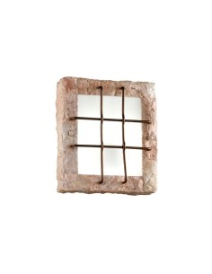 Plafoniera applique quadrata rustica in pietra naturale rosa scolpita, 4 E14 | Perenz -PERENZ