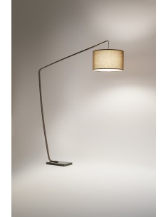Piantana ad arco Zoe con base in marmo nero, bronzo e paralume marrone, E27 | Perenz -PERENZ