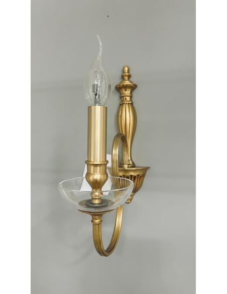 Applique classica a candela 1 luce in ottone, E14, H 28 cm | Porreca -PORRECA