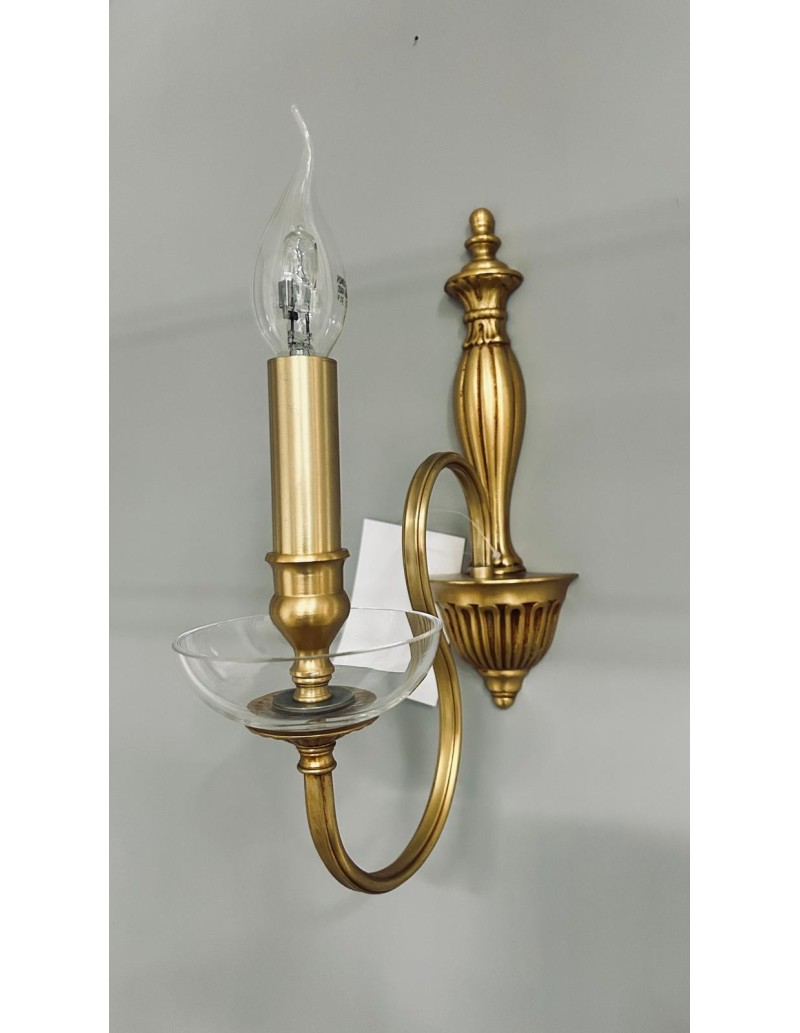 Applique classica a candela 1 luce in ottone, E14, H 28 cm | Porreca -PORRECA
